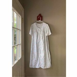 Vintage Floral Print Button Down Nightgown M